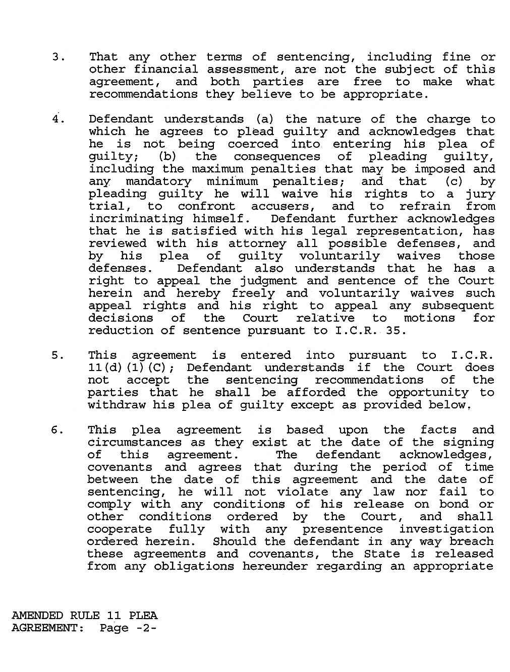 Amended Rule 11 Plea Agreement page 2