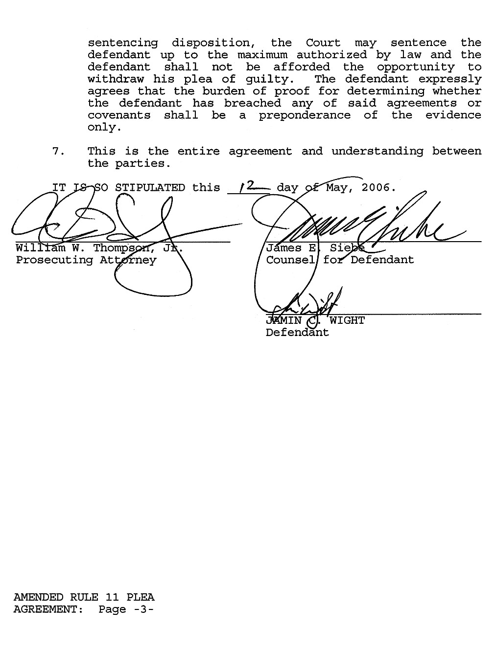 Amended Rule 11 Plea Agreement page 3