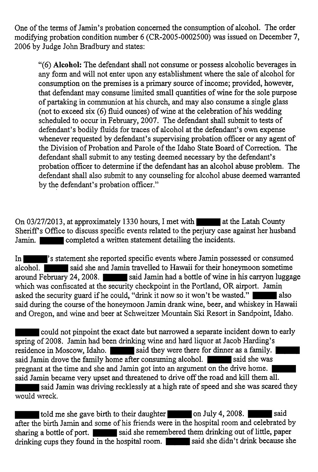 Affidavit of Latah County Sheriff’s Detective Justin Anderson page 2